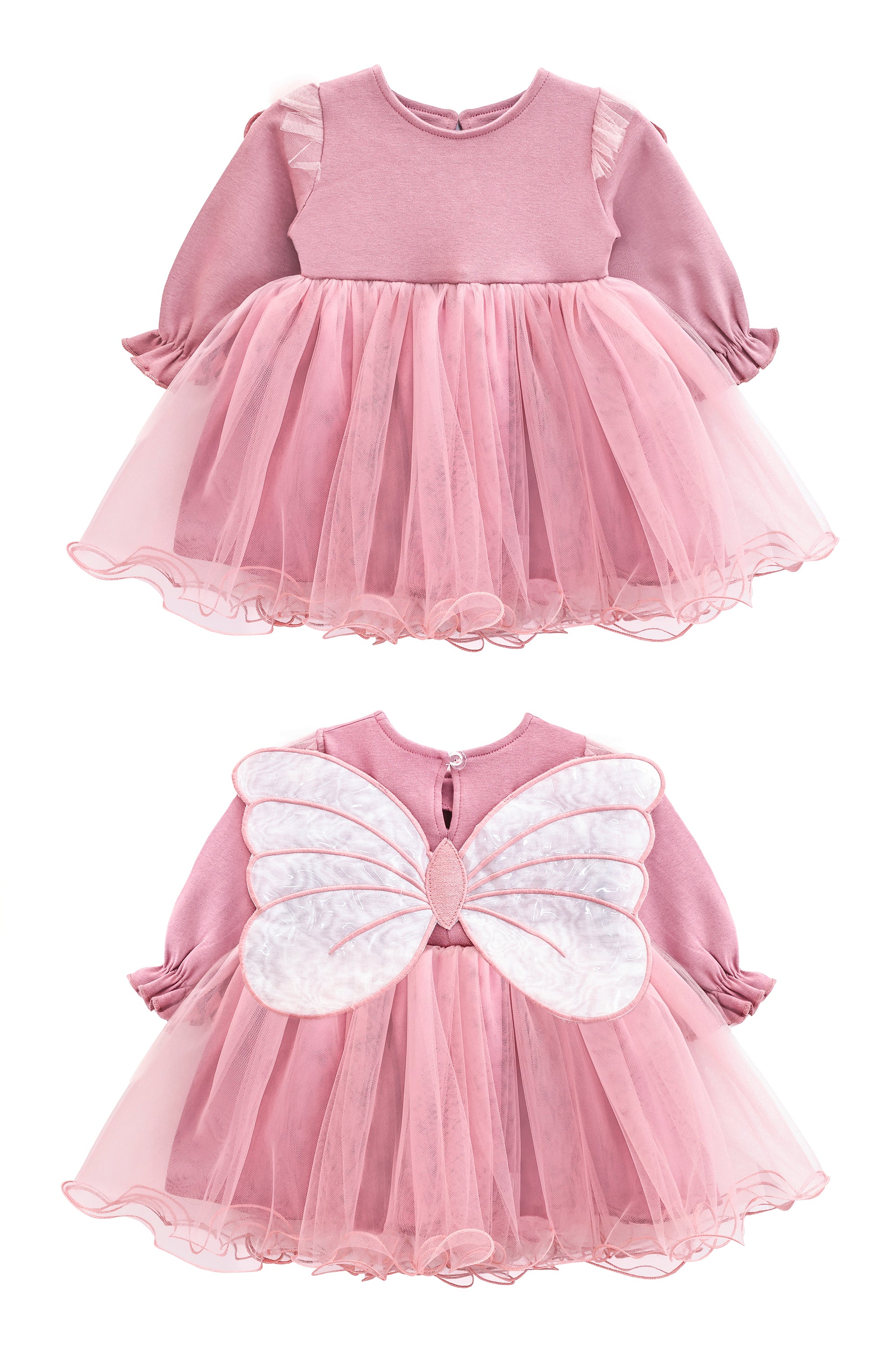 Princess Dress for Baby Girl with Long Sleeve Butterfly Wing and Tulle Perfect for Parties LILAX