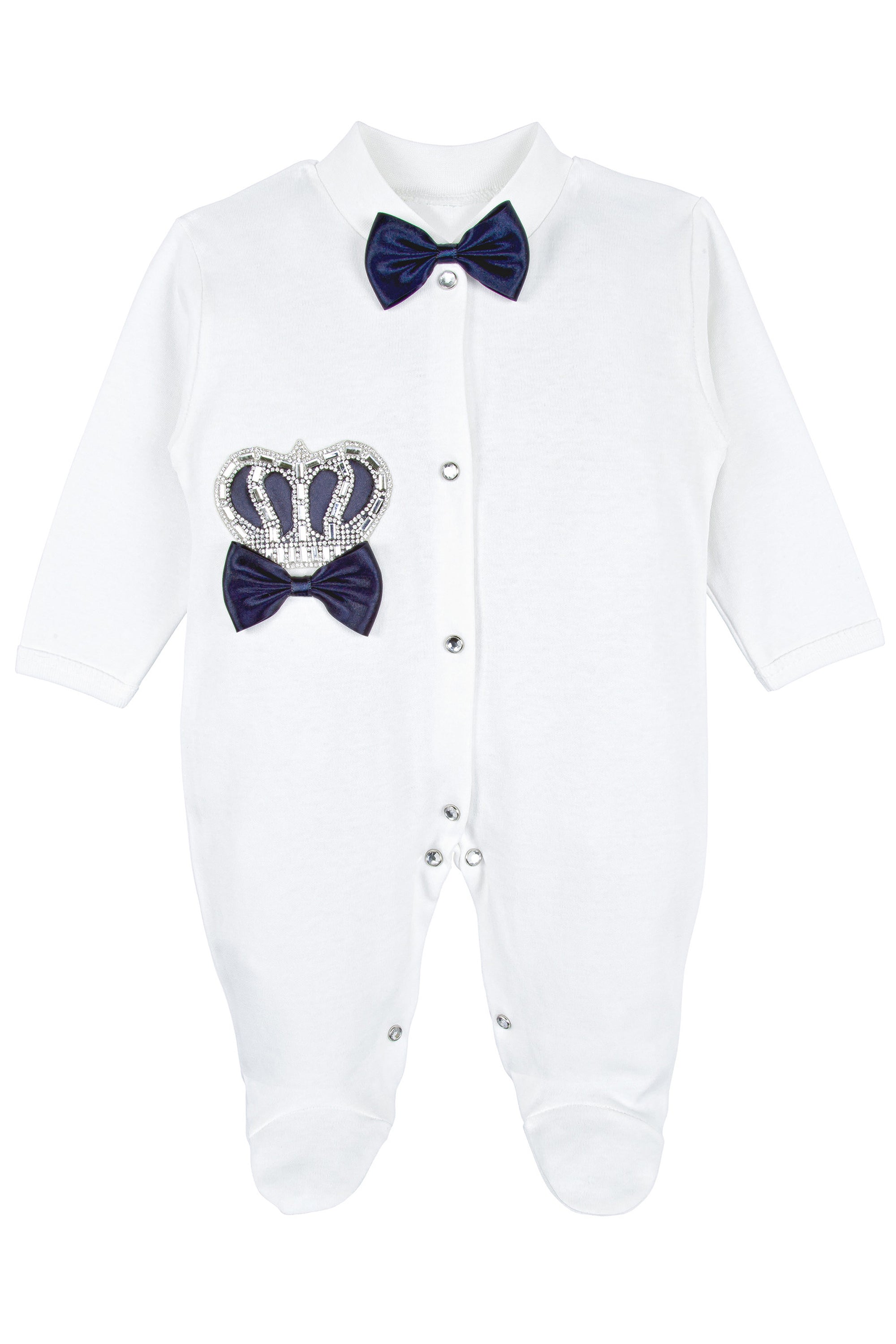 Regal and Handsome: 5-Piece Layette Gift Set with Jeweled Crown Tuxedo for Baby Boys (0-3 Months) LILAX