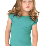 Girls' Basic Cotton T-Shirt  Short Puff Sleeve Crewneck / 11-12 Years LILAX