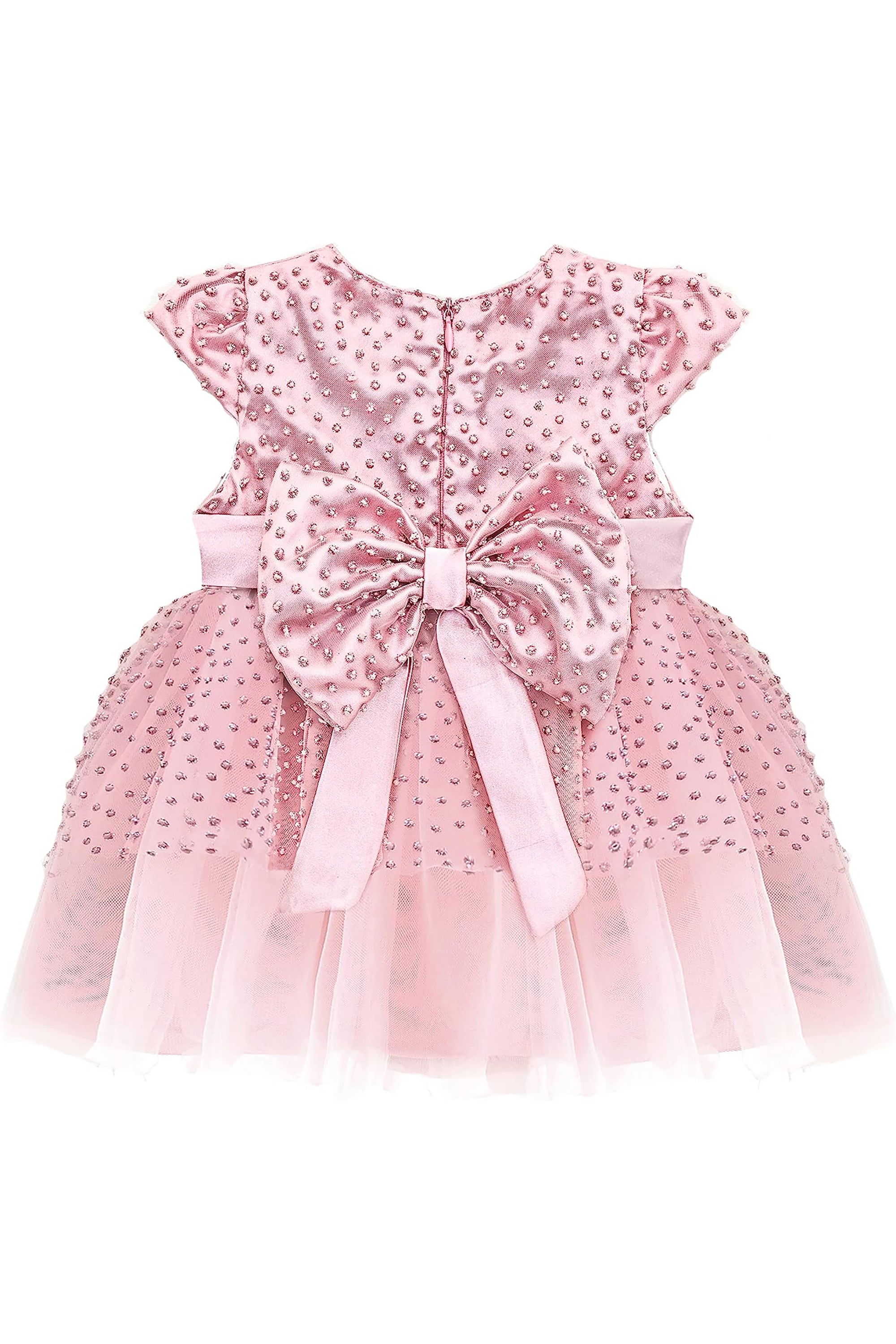 Baby Girls' Sparkly Tulle Dress, Glitter Polka Dots Princess Gown with Matching Headband and Shoes LILAX