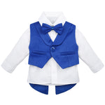 Baby boy 4 piece tuxedo suit with shirt, pants, vest, shoes; perfect for baby boy clothes & christmas gift ideas  