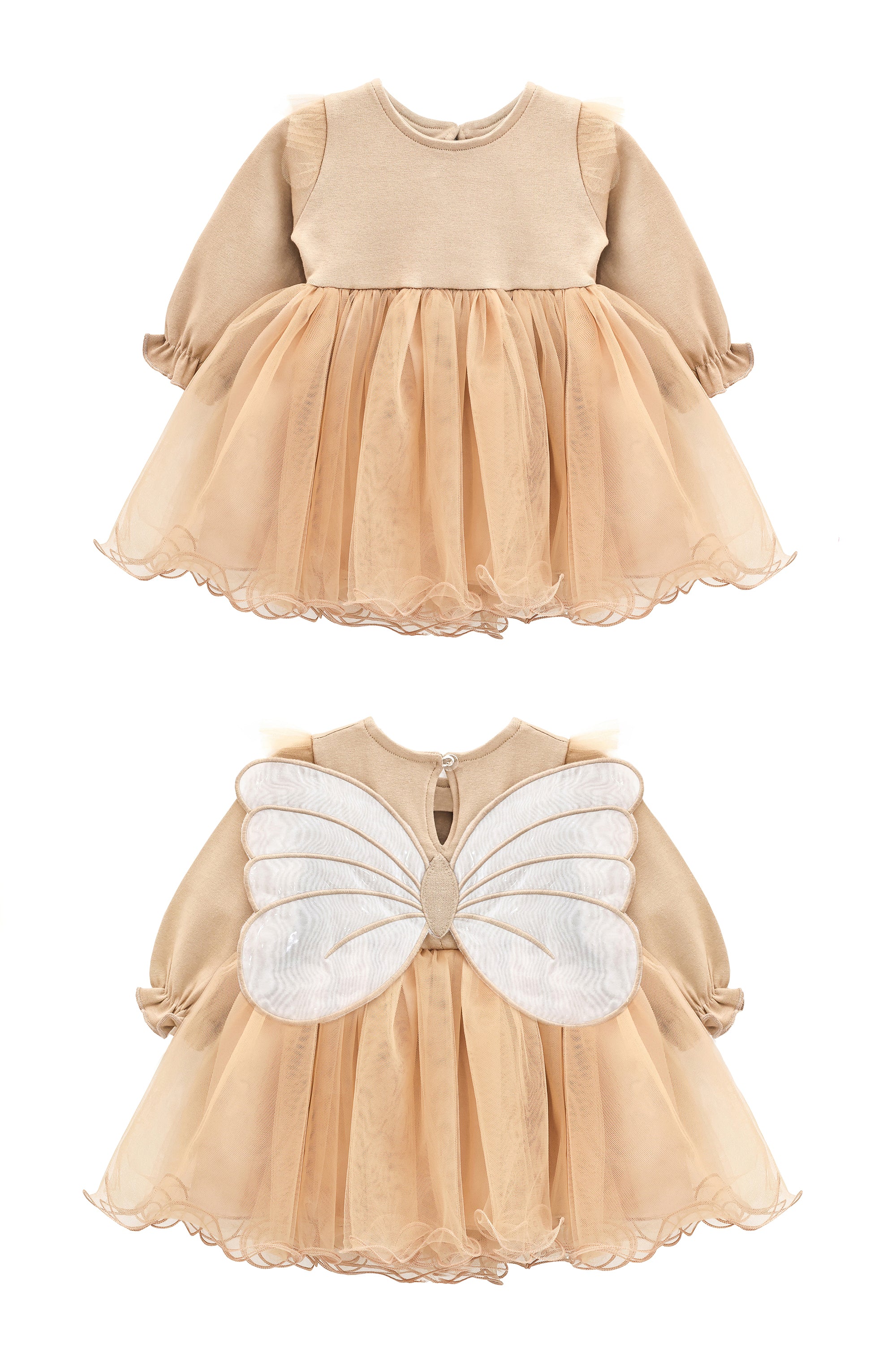 Princess Dress for Baby Girl with Long Sleeve Butterfly Wing and Tulle Perfect for Parties LILAX