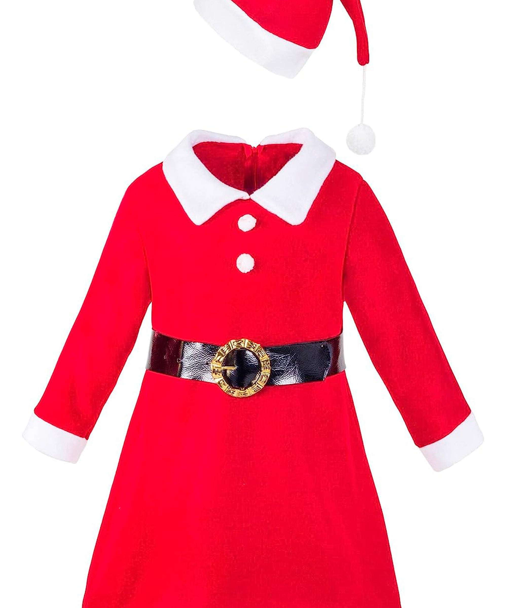 Girls santa claus dress with hat and black belt; perfect for baby girl clothes & christmas gift ideas  