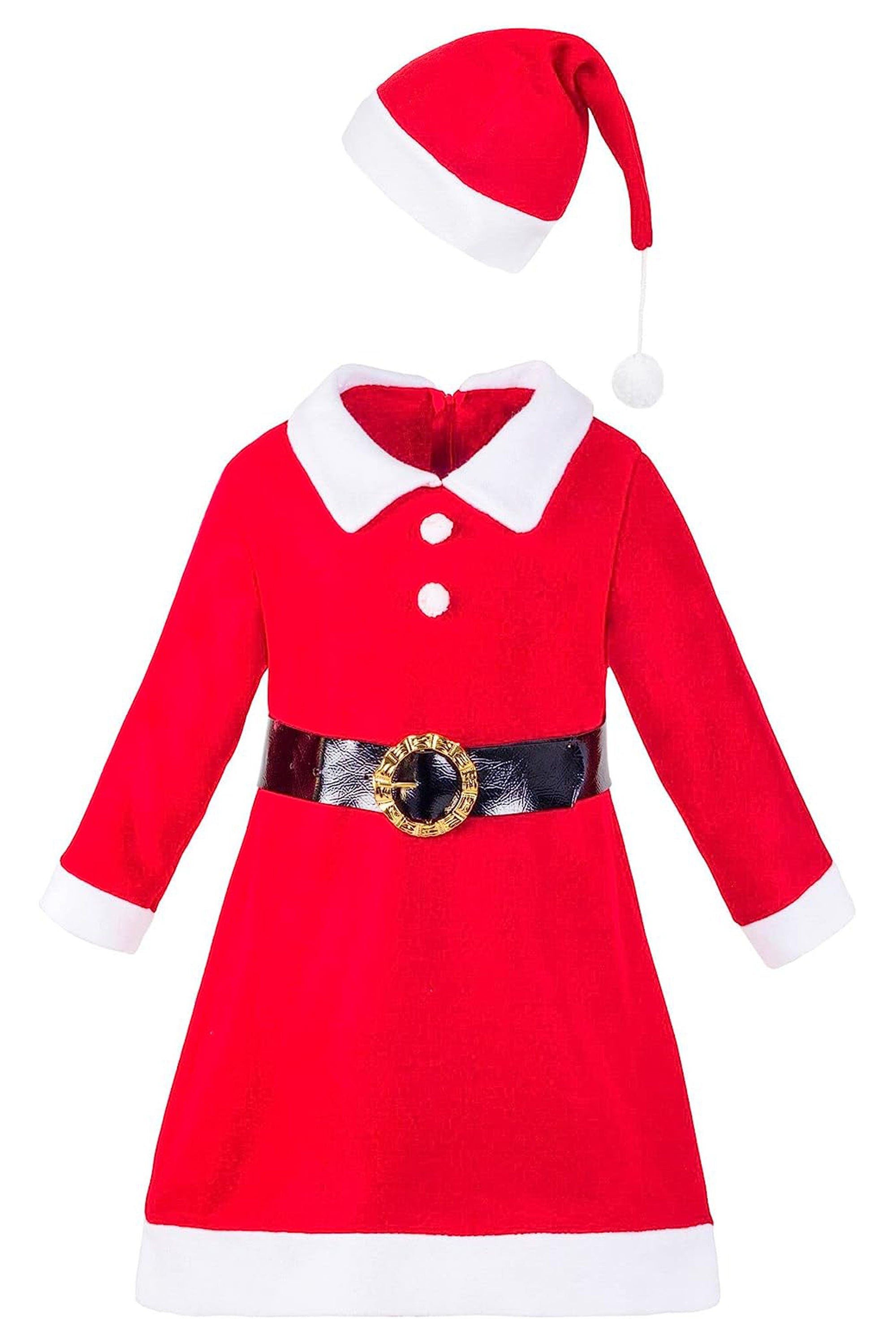 Little & Youth Girls' Christmas Santa Holiday Dress with Hat & Belt LILAX