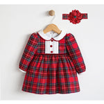 Baby Girls' Plaid Dress Set, Holiday Outfit with Elastic Flower Headband LILAX