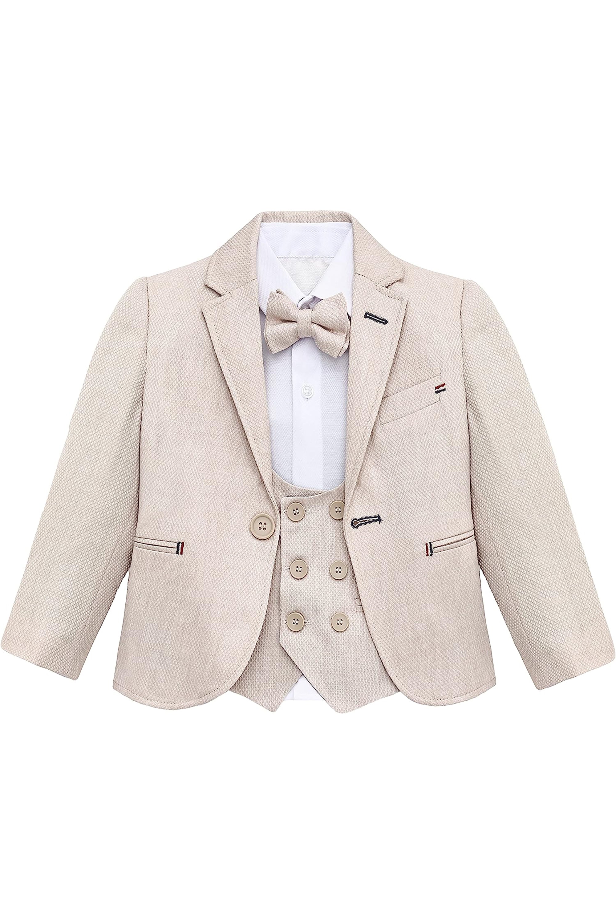 Little & Youth Boys Suit Set - Formal Jacket, Vest, Pants, Shirt, and Matching Bowtie - 5 Piece Ensemble LILAX