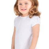 Girls' Basic Cotton T-Shirt  Short Puff Sleeve Crewneck / 11-12 Years LILAX