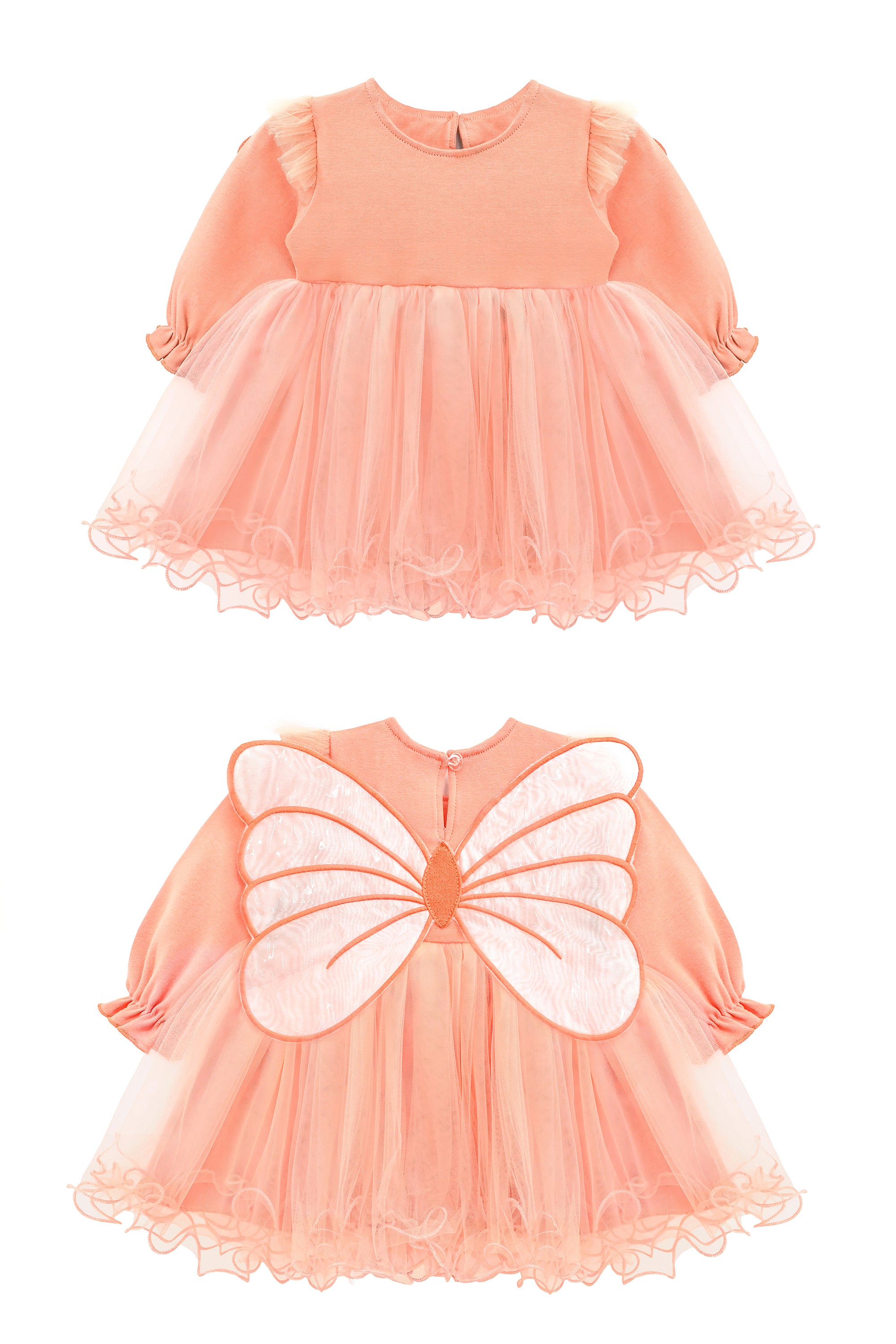 Princess Dress for Baby Girl with Long Sleeve Butterfly Wing and Tulle Perfect for Parties LILAX