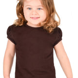 Girls' Basic Cotton T-Shirt  Short Puff Sleeve Crewneck / 11-12 Years LILAX