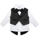 Stylish Infant Tuxedo Outfit with Gentleman Vest for Baby Boys - Complete 4-Piece Set LILAX