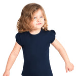 Girls' Basic Cotton T-Shirt  Short Puff Sleeve Crewneck / 11-12 Years LILAX