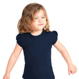 Girls' Basic Cotton T-Shirt  Short Puff Sleeve Crewneck / 11-12 Years LILAX