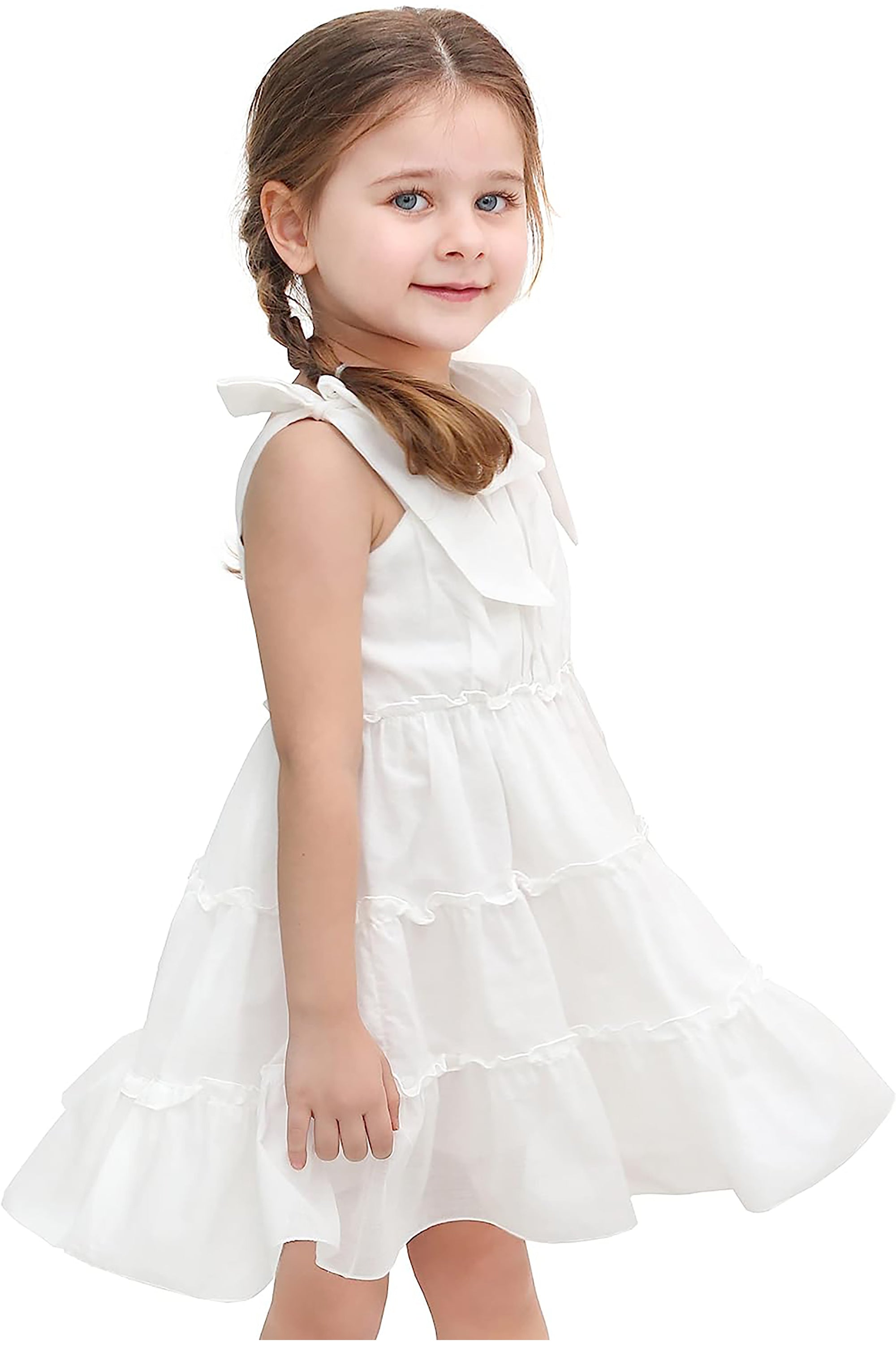 Little Girls' Layered Colorful Dress, Soft Cotton Summer Dress LILAX