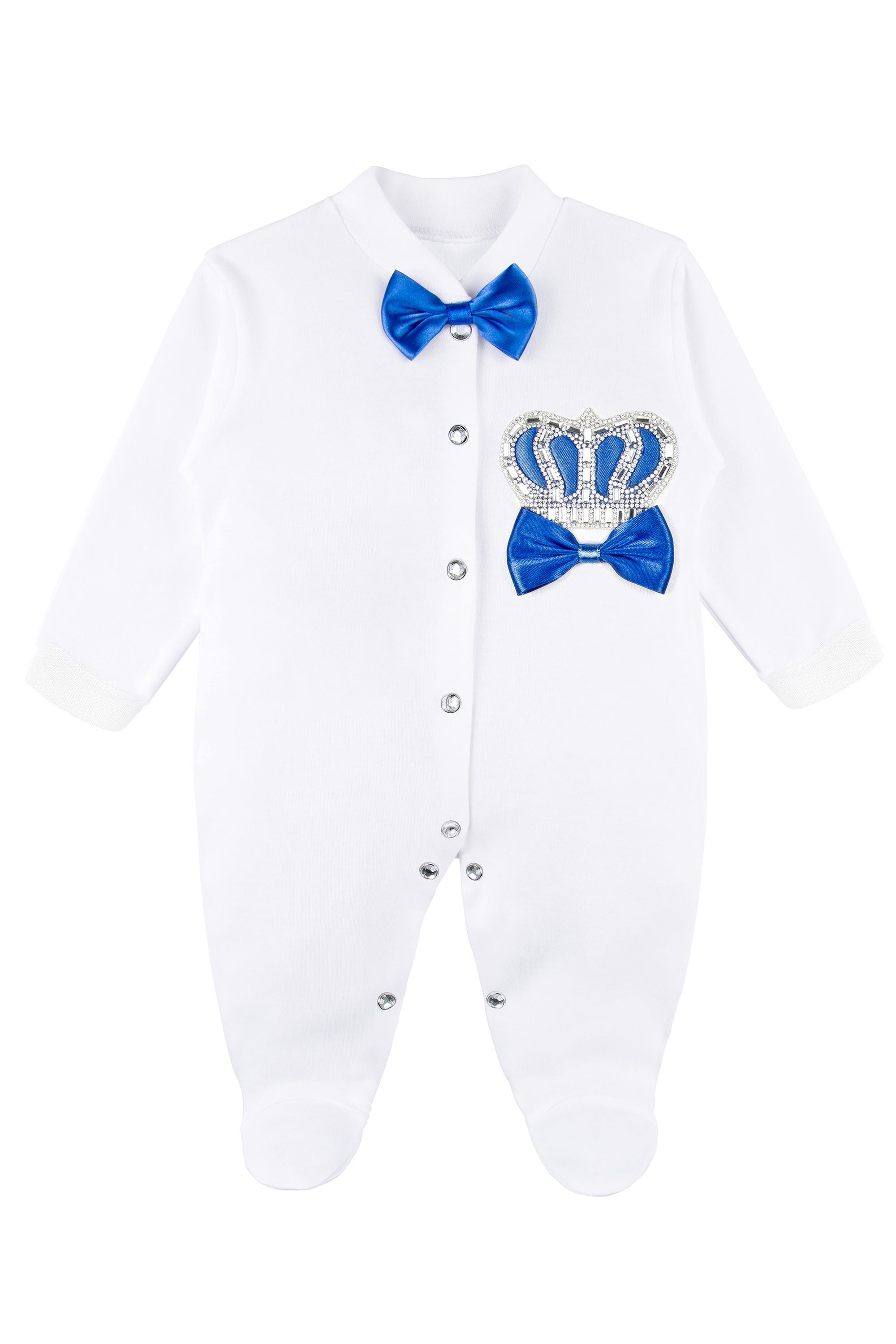 Regal and Handsome: 5-Piece Layette Gift Set with Jeweled Crown Tuxedo for Baby Boys (0-3 Months) LILAX