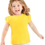 Girls' Basic Cotton T-Shirt  Short Puff Sleeve Crewneck / 11-12 Years LILAX