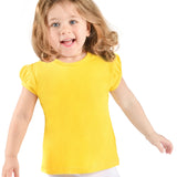 Girls' Basic Cotton T-Shirt  Short Puff Sleeve Crewneck / 11-12 Years LILAX