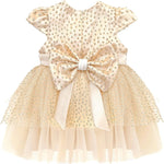 Baby Girls' Sparkly Tulle Dress, Glitter Polka Dots Princess Gown with Matching Headband and Shoes LILAX