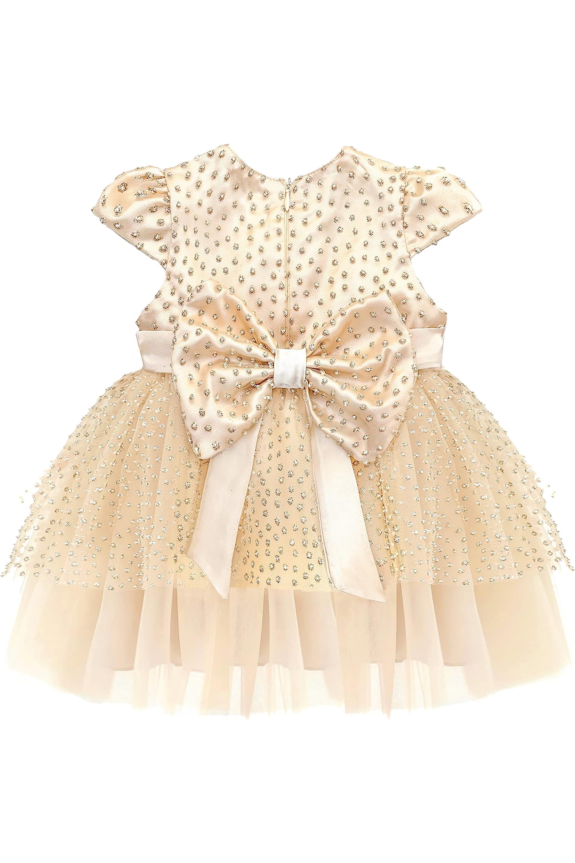 Baby Girls' Sparkly Tulle Dress, Glitter Polka Dots Princess Gown with Matching Headband and Shoes LILAX