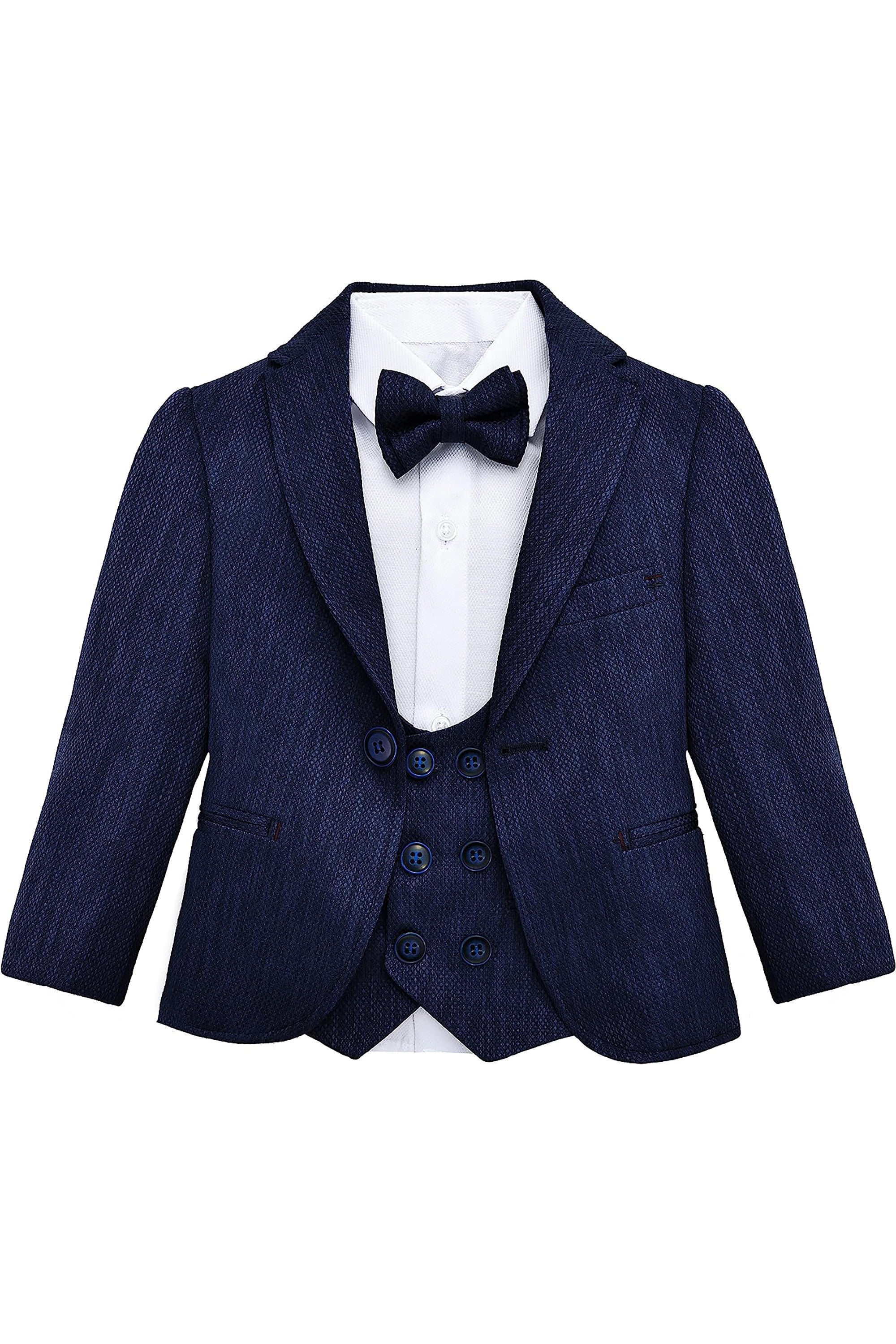 Little & Youth Boys Suit Set - Formal Jacket, Vest, Pants, Shirt, and Matching Bowtie - 5 Piece Ensemble LILAX