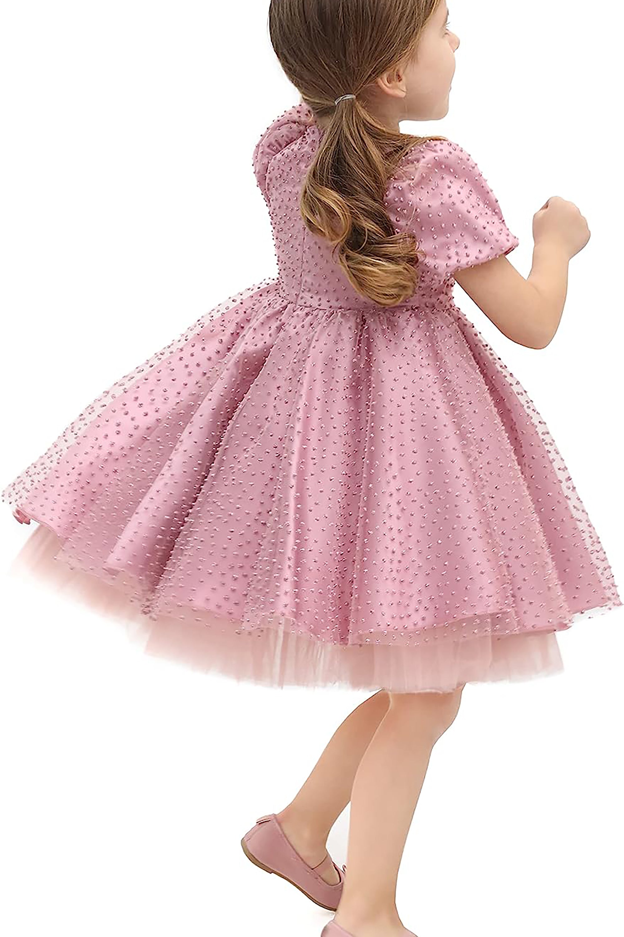 Baby girl gold dress with tulle skirt and polka dots; perfect for baby girl clothes & christmas gift ideas