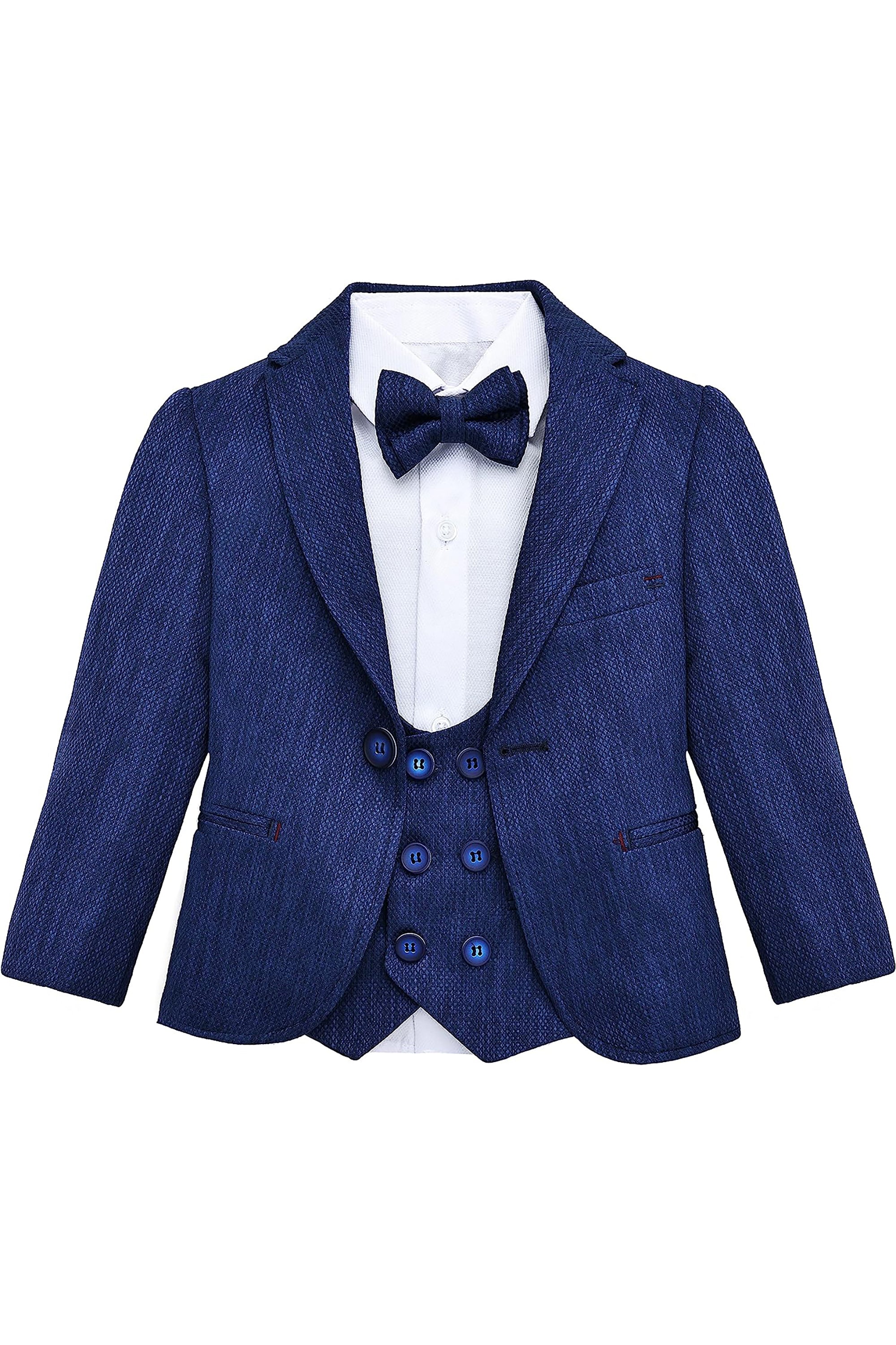 Little & Youth Boys Suit Set - Formal Jacket, Vest, Pants, Shirt, and Matching Bowtie - 5 Piece Ensemble LILAX