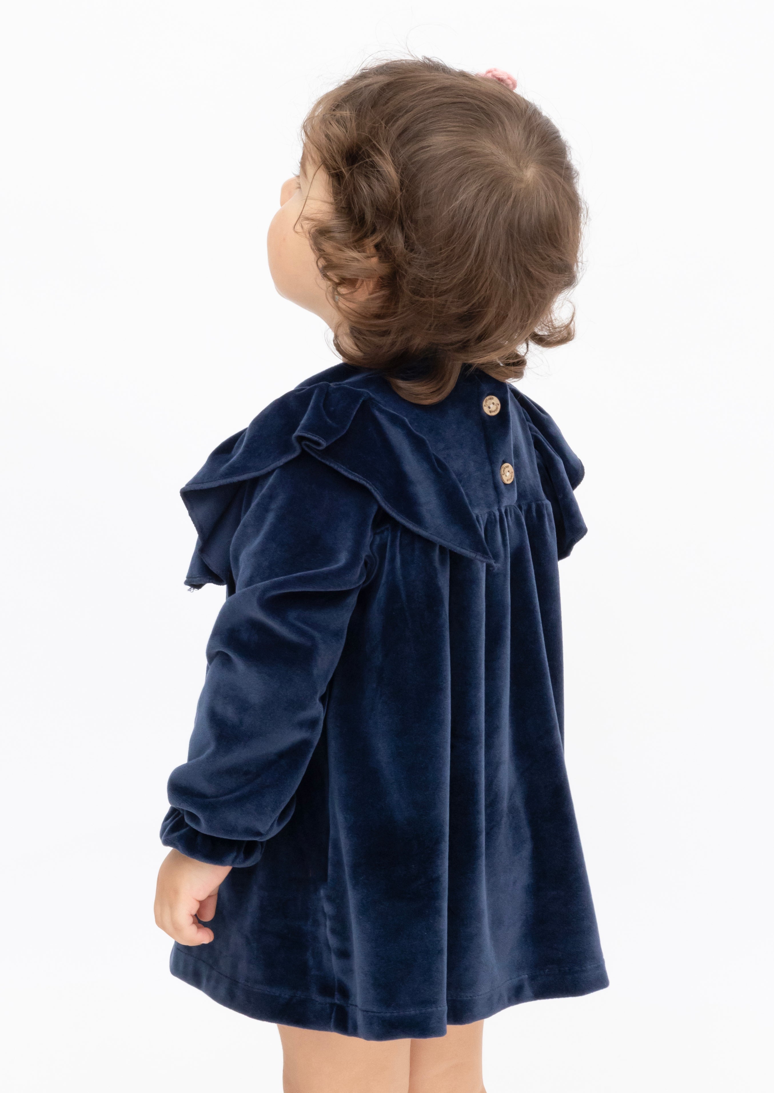 Baby velvet dress with ruffle shouders; perfect for baby girl clothes and Christmas gift ideas  