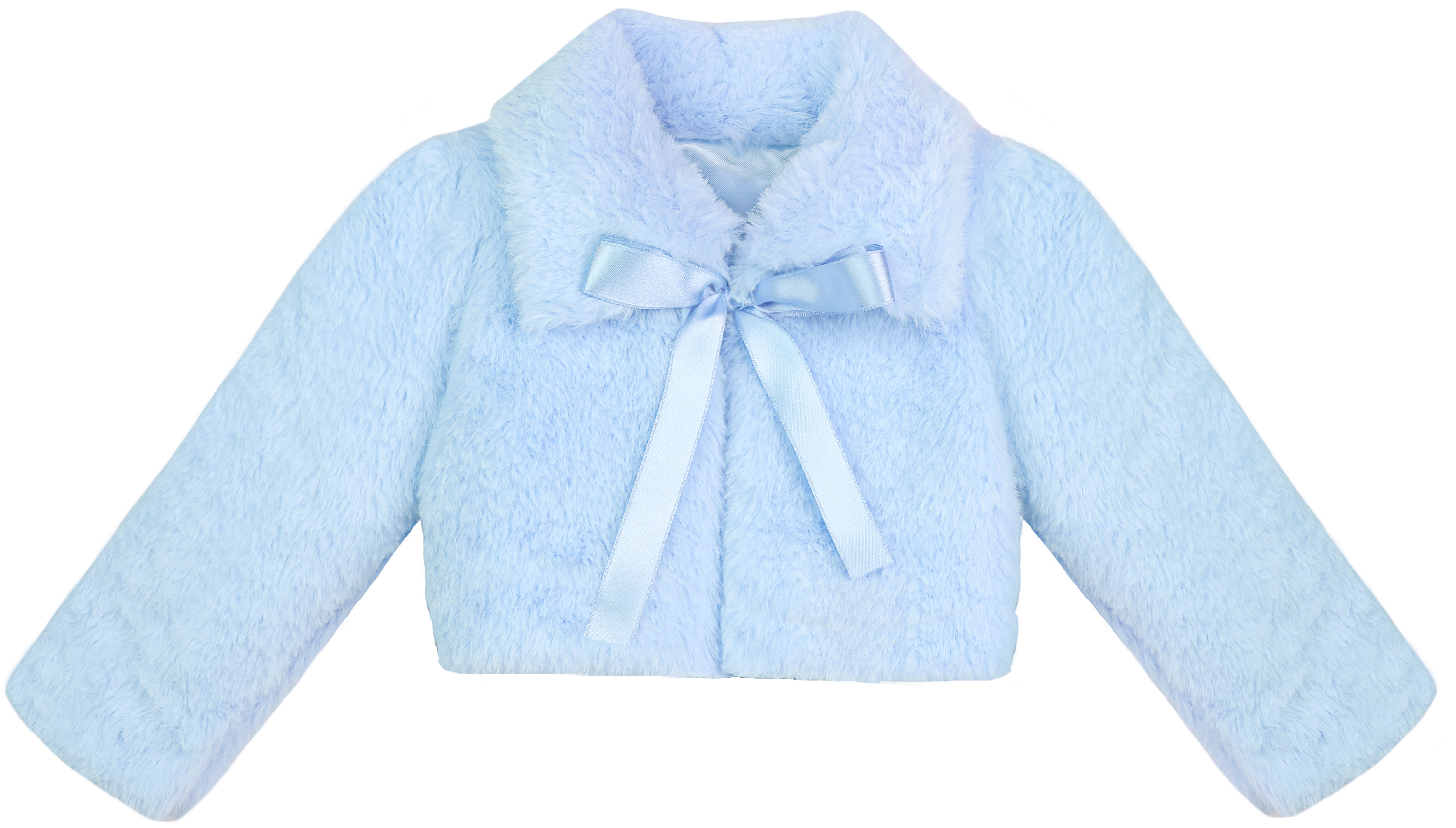 Puffy cozy girls’ bolero jacket with oversized collar and tied bow; perfect girls christmas dress and Christmas gift ideas