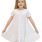 Squareneck cotton girls dress with flower embroidery; perfect for baby clothes & Christmas gift ideas 