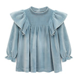 Baby velvet dress with ruffle shouders; perfect for baby girl clothes and Christmas gift ideas  