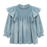 Baby velvet dress with ruffle shouders; perfect for baby girl clothes and Christmas gift ideas  