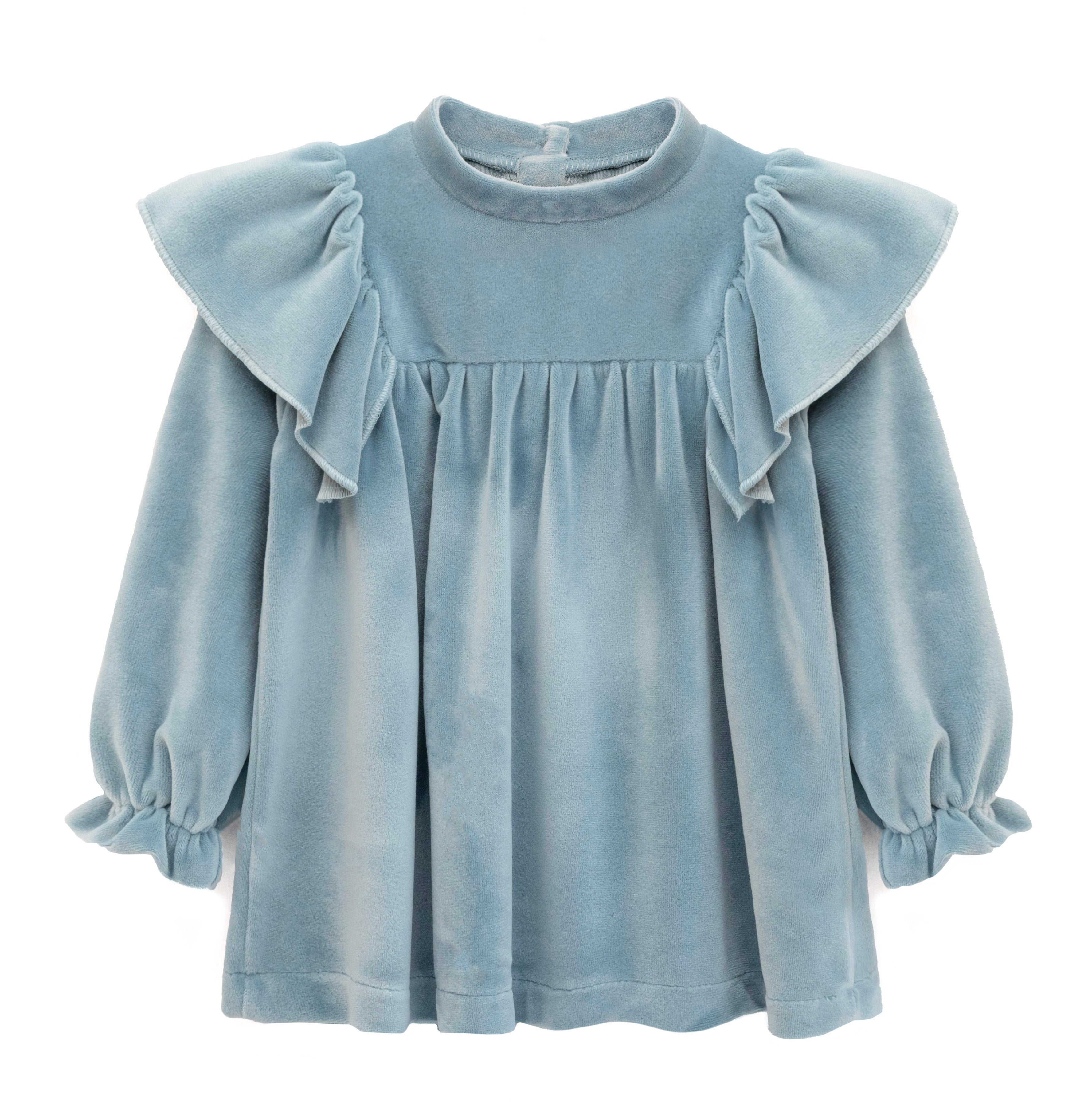 Baby velvet dress with ruffle shouders; perfect for baby girl clothes and Christmas gift ideas  