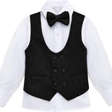 Toddler & Youth Boys 4 Piece Formal Suit Set V-Neck Vest White Dress Shirt Dress Pants and Bowtie LILAX