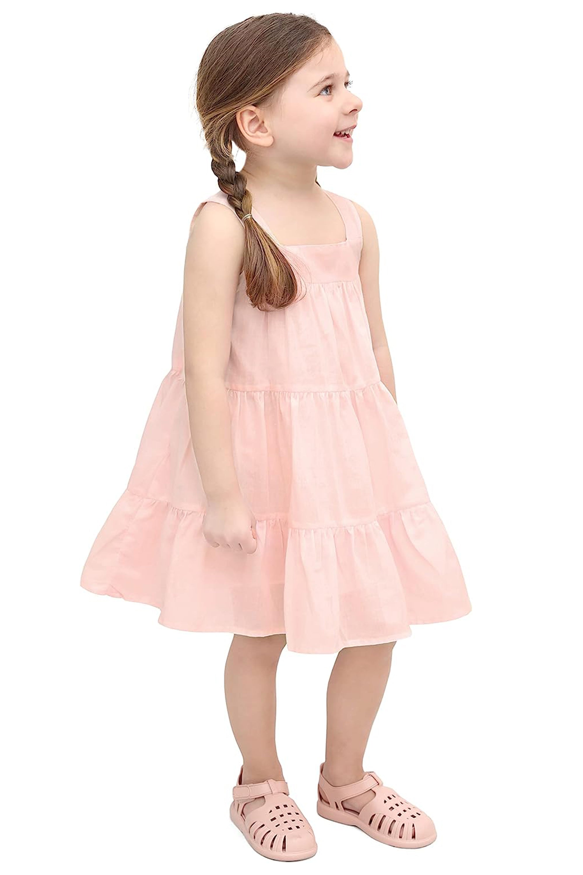 Baby girls layered cotton squareneck dress; perfect for baby girl clothes & christmas gift ideas