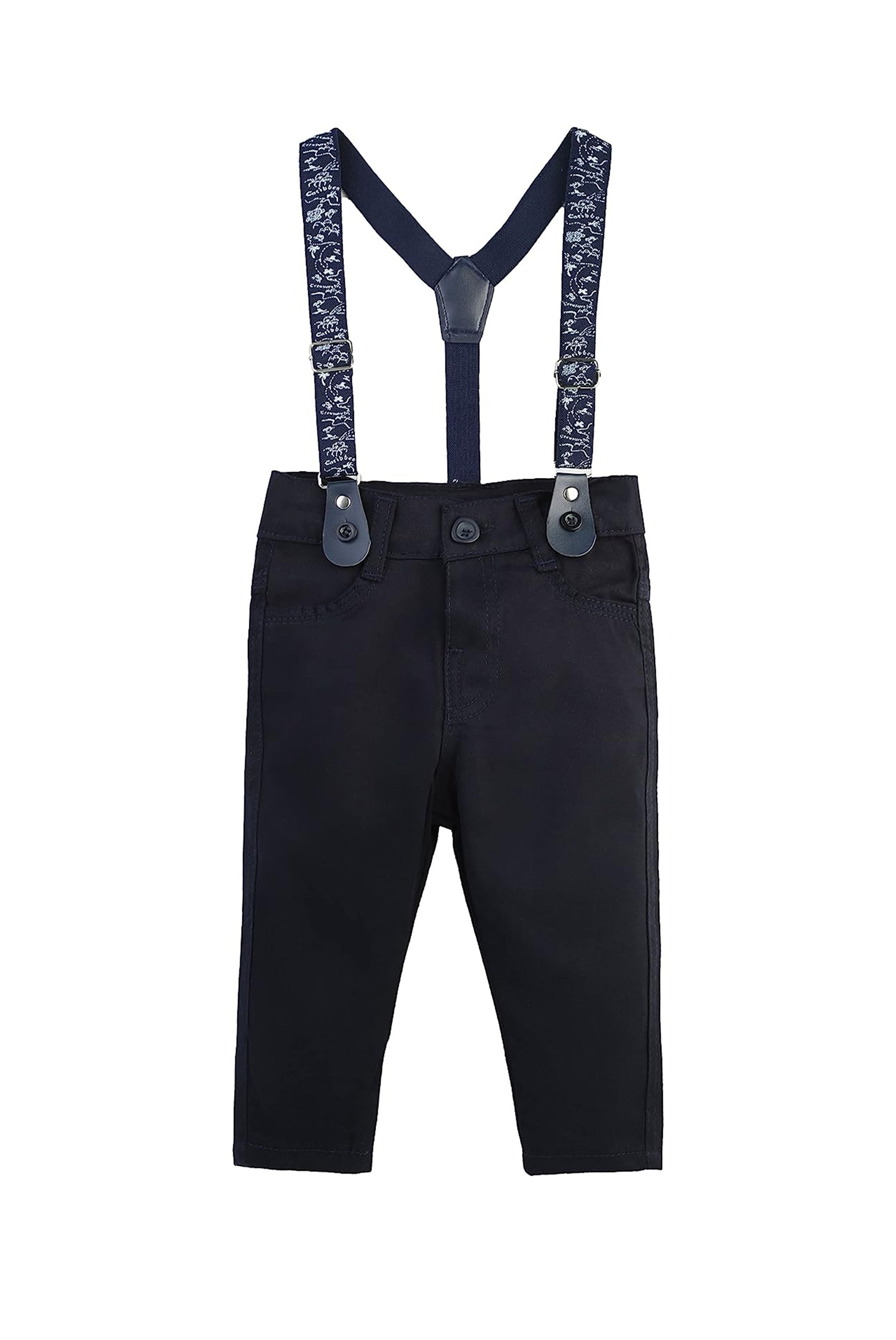 Boys cotton suit with shirt, pants and suspender set; perfect for baby boy clothes & christmas gift ideas  