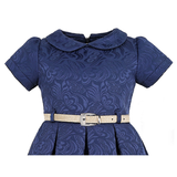 Girls Patterned Shimmer Belt Dress