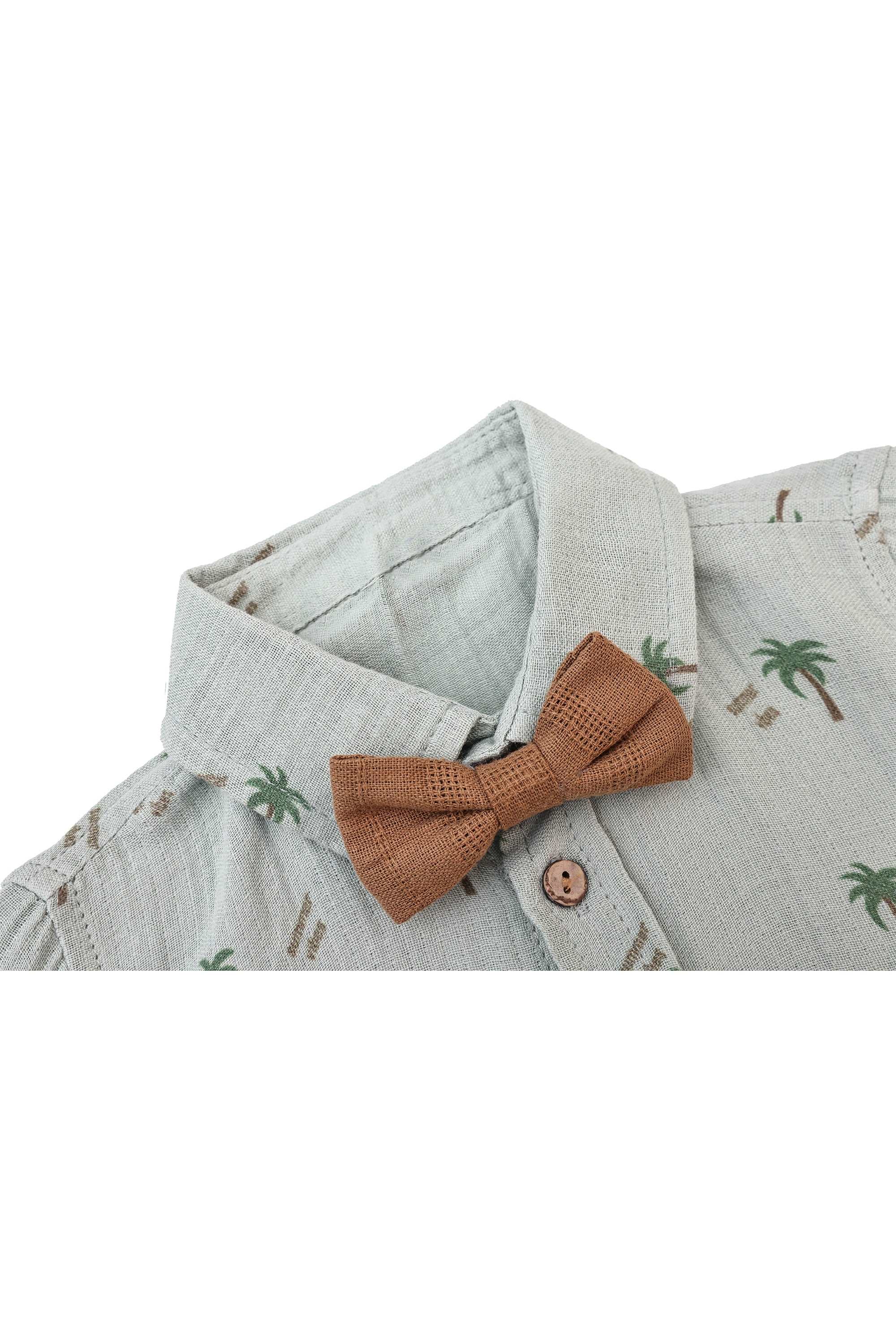 Baby & Toddler Boys' Summer Outfit - Button-Down T-Shirt, Matching Bowtie, and Short Set