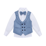 Boys 4-Piece Slim Fit Textured Suit Set With Notched Lapels