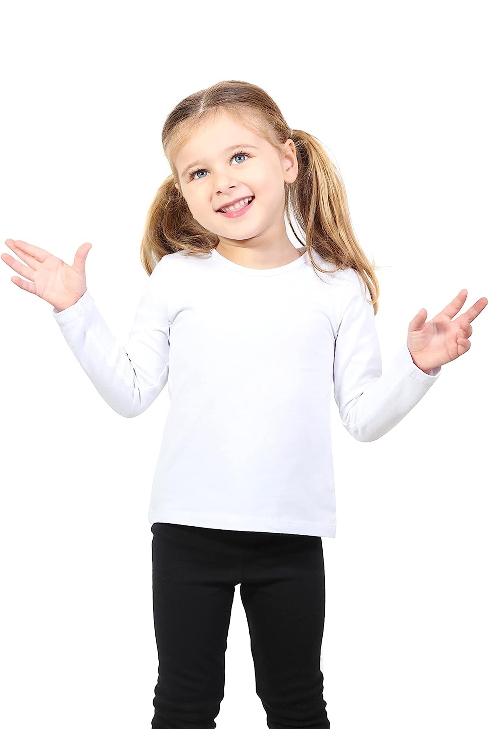 Girls' Basic Crewneck Long Sleeve Cotton T-Shirt / 11-12 Years LILAX