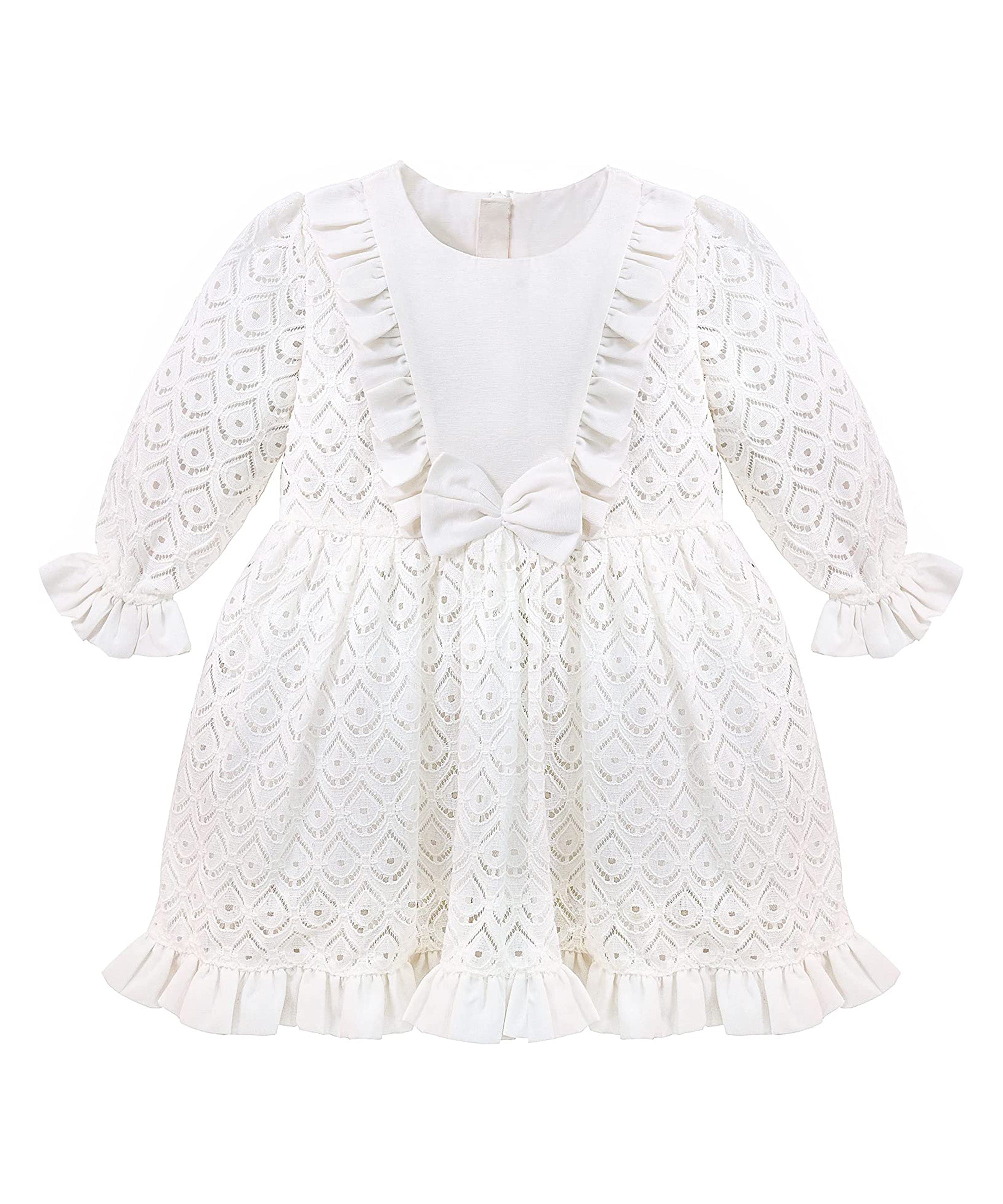 Baby girl lace & ruffle detailed dress; perfect for baby girl clothes & christmas gift ideas