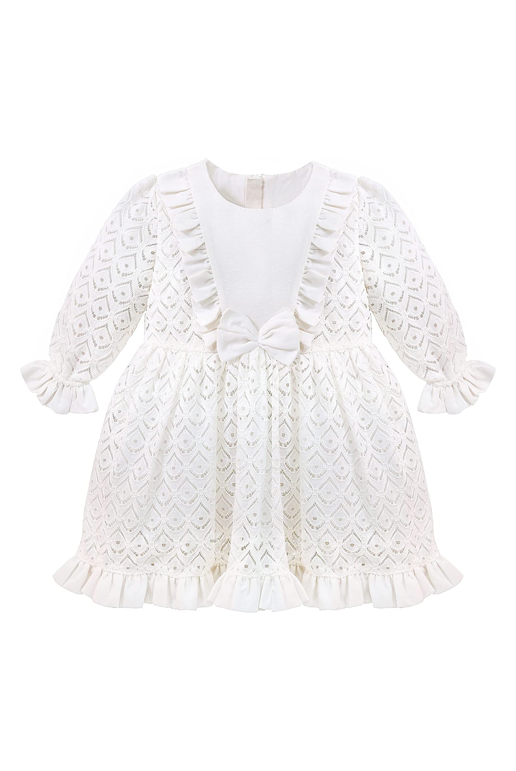 Baby girl lace & ruffle detailed dress; perfect for baby girl clothes & christmas gift ideas