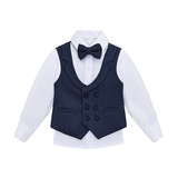 Boys 4-Piece Slim Fit Textured Suit Set With Notched Lapels