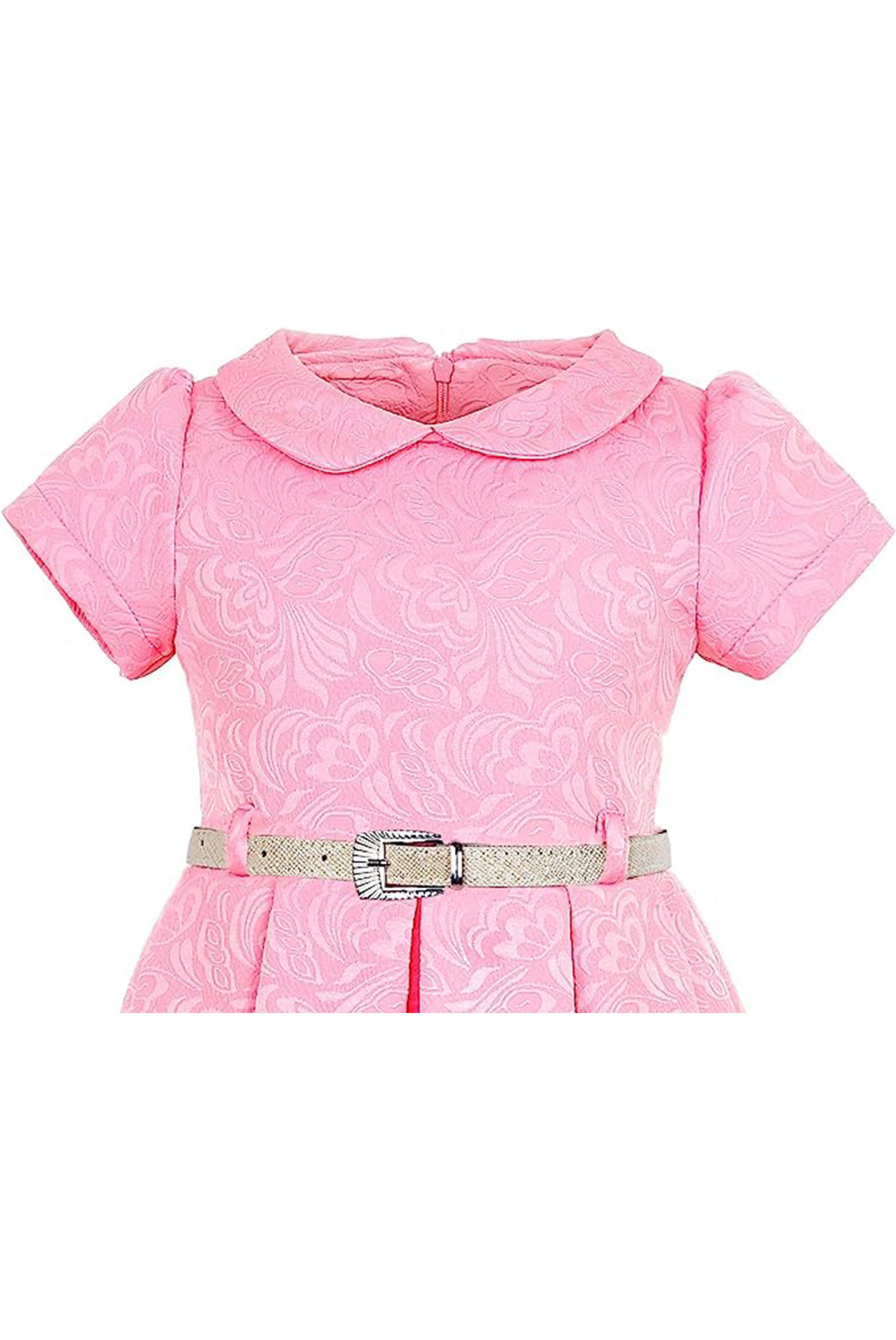 Girls collared short sleeve dress with belt; perfect for christmas gift ideas