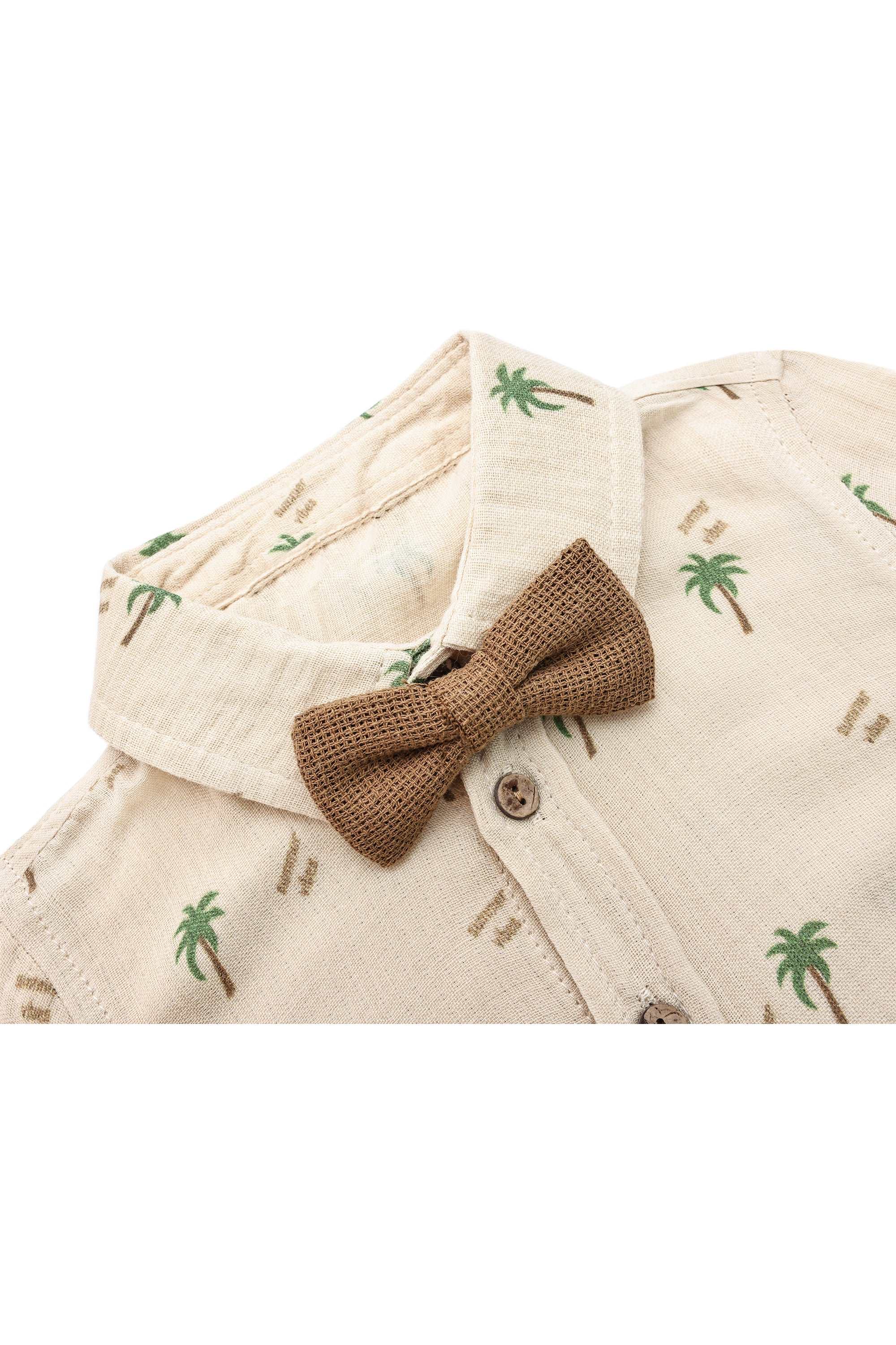 Baby & Toddler Boys' Summer Outfit - Button-Down T-Shirt, Matching Bowtie, and Short Set