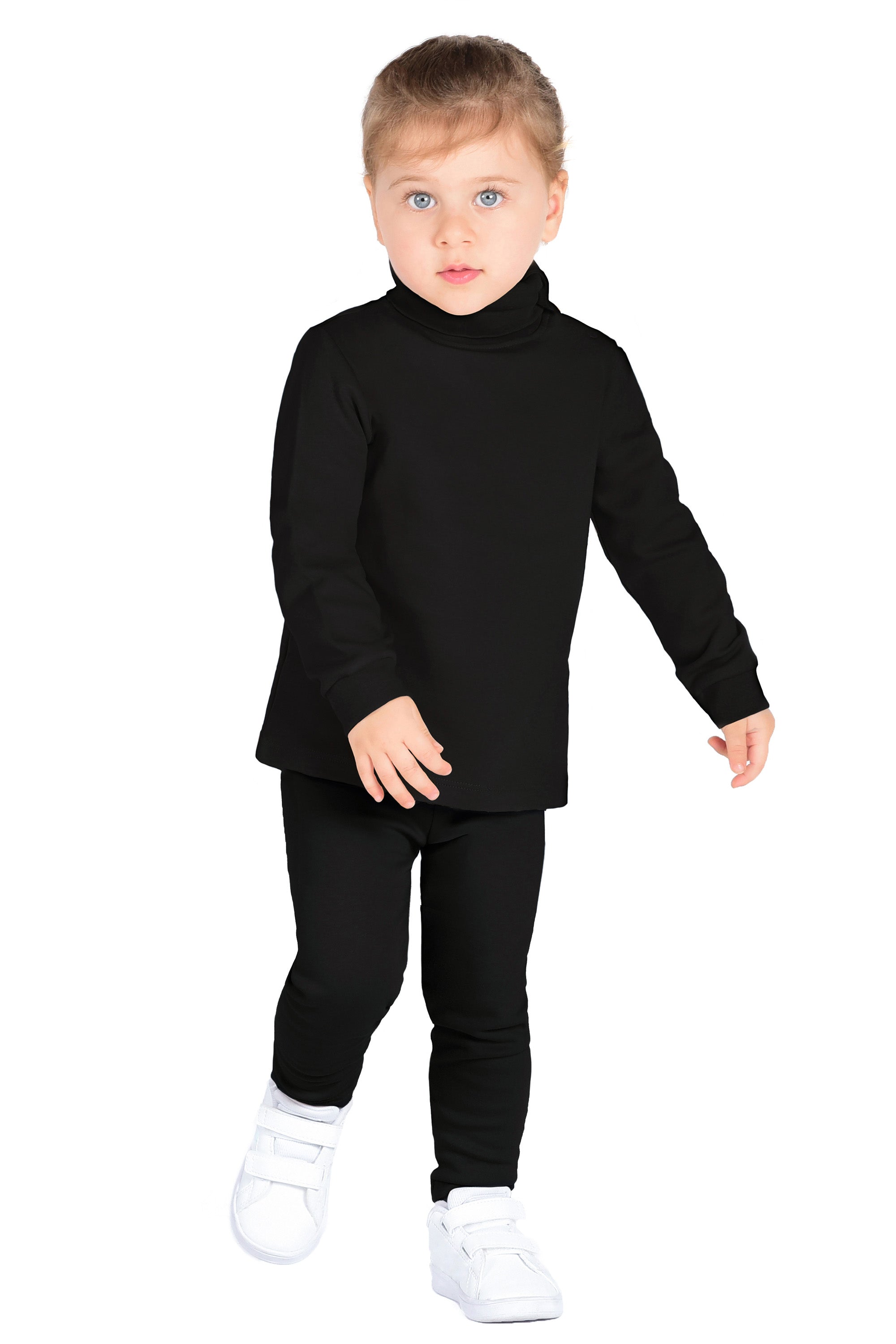 Baby girls cotton solid basic turtleneck t-shirt and leggings set; perfect for baby girl clothes & christmas gift ideas