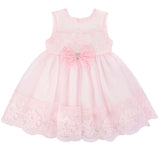 Newborn baby girl dress with lace flower details and  matching headband & shoes; for christening, baptism & Christmas gift ideas 