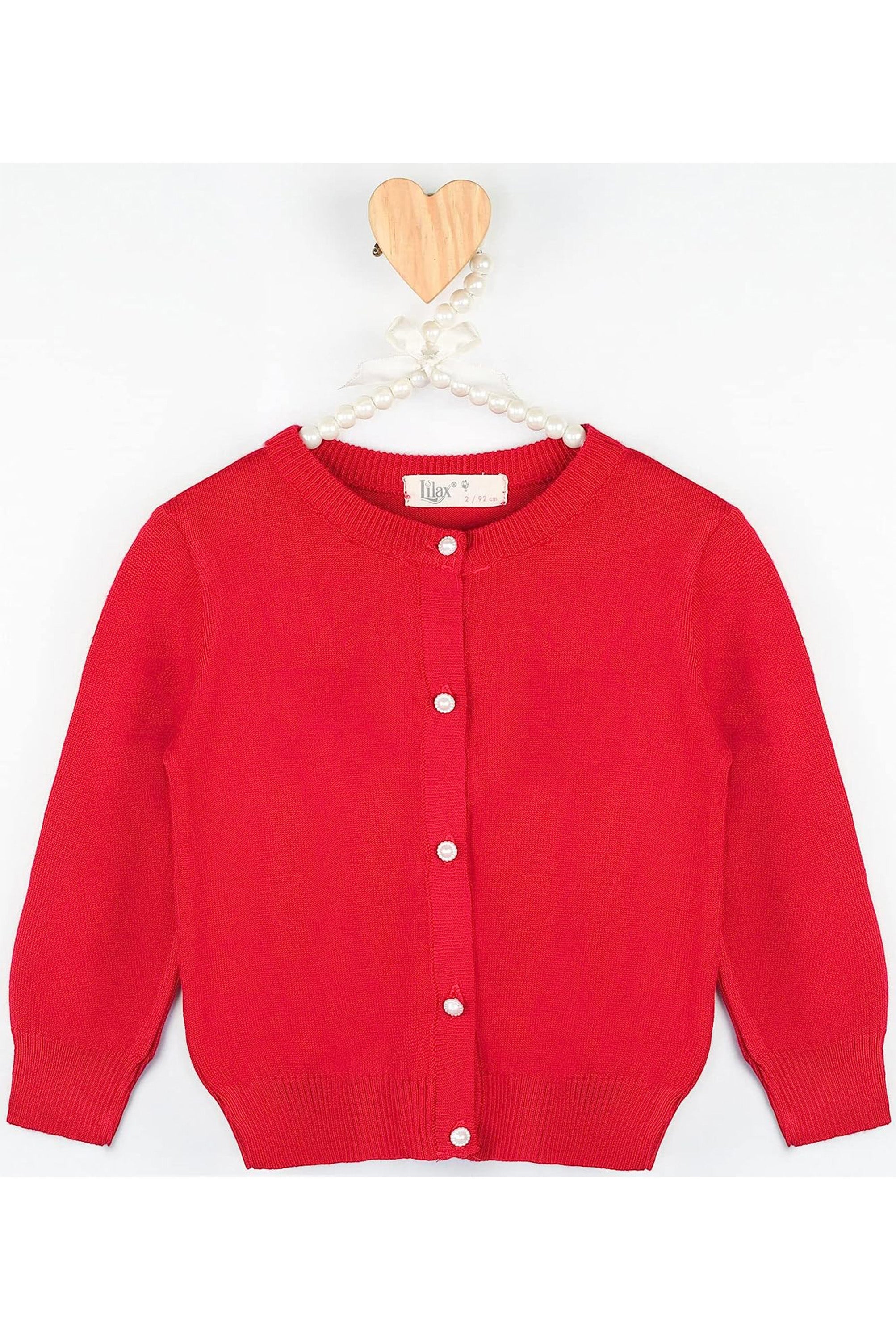 Girls' Classic Knit Cardigan Long Sleeve Button Closure Sweater 2 Years to 12 Years LILAX