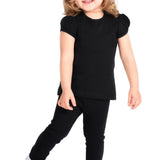 Basic Short Puff Sleeve Cotton T-Shirt and Leggings Set 6-9 Years lilax