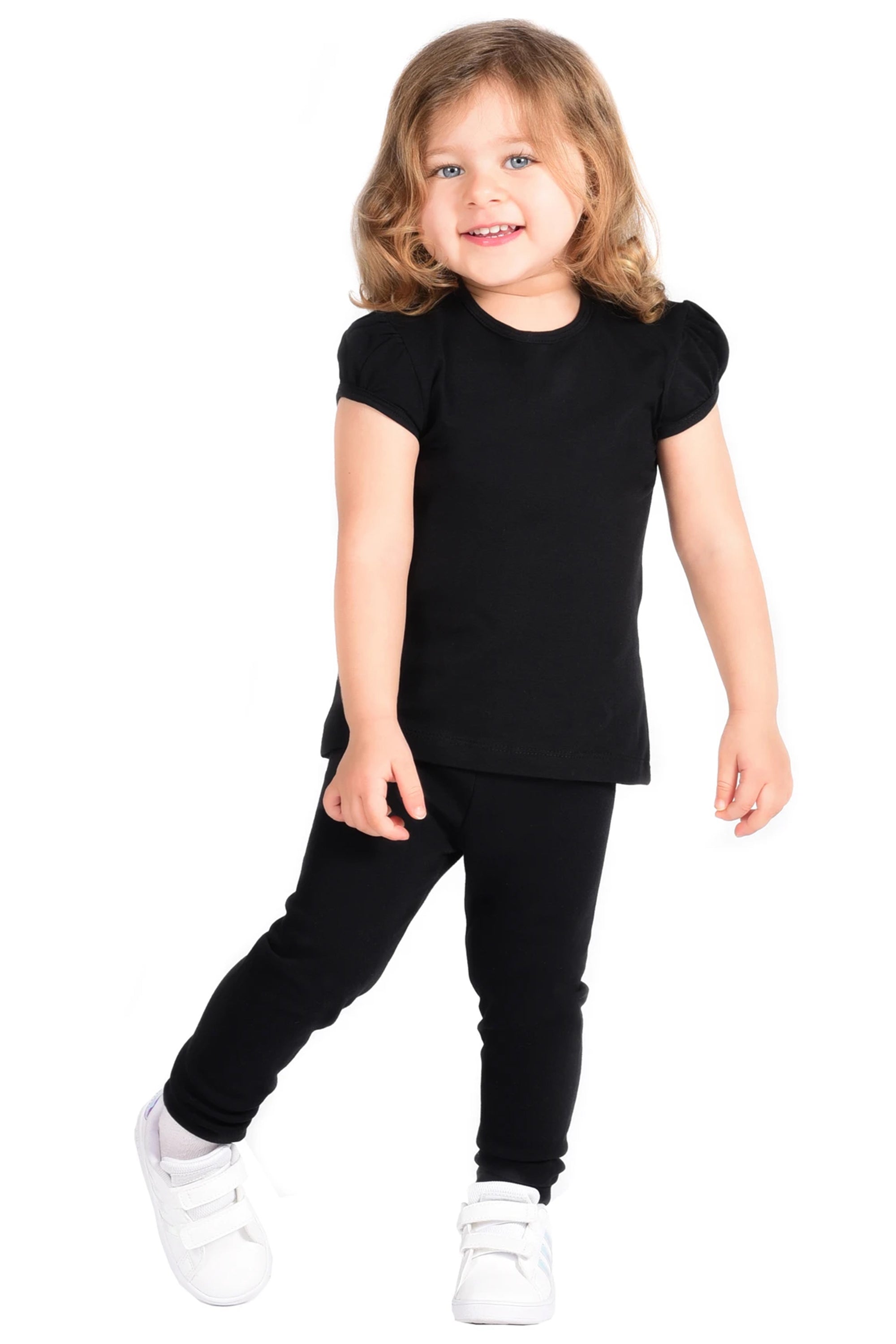 Basic Short Puff Sleeve Cotton T-Shirt and Leggings Set 6-9 Years lilax