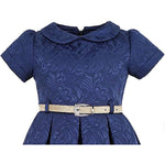 Girls collared short sleeve dress with belt; perfect for christmas gift ideas