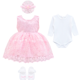 Baby Girls' Lace Floral Embroidered Dress Set